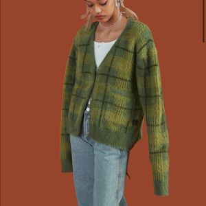 Unif green plaid sweater
